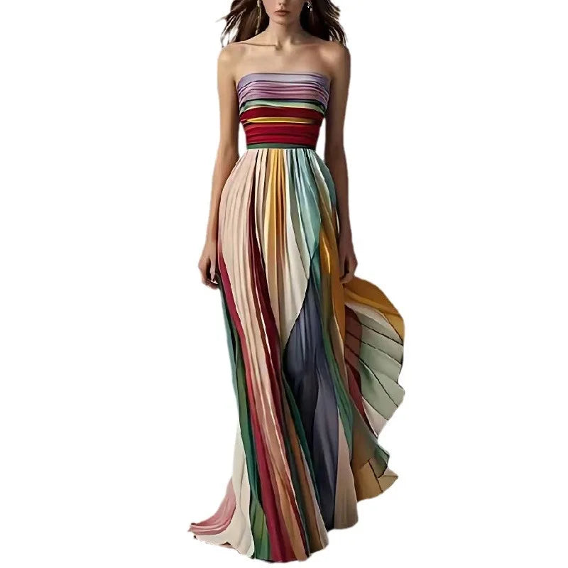 Festival Glow- Multicolor Maxi Dress for Festive Occasions
