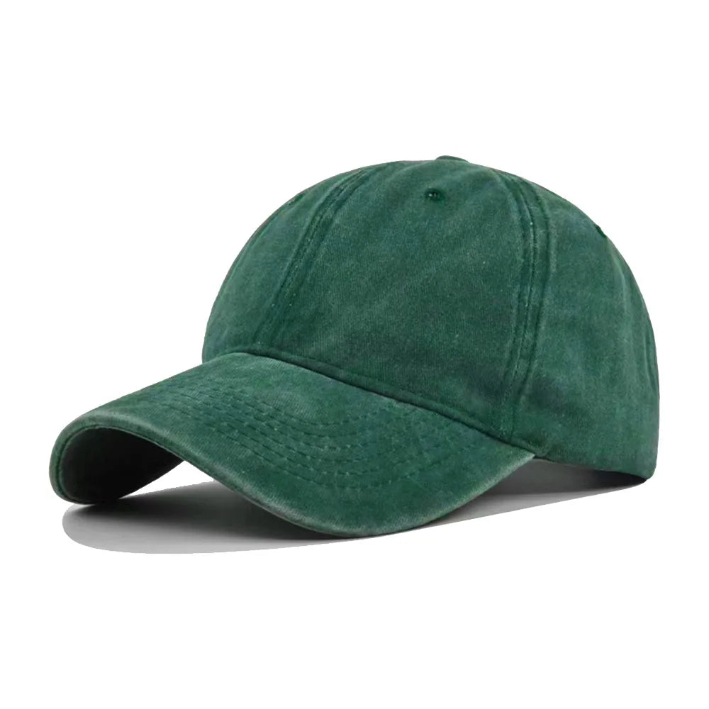 Vintage Washed Distressed Baseball Cap – 100% Cotton Plain Dad Hat