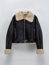 Faux Lamb Leather Fur Biker Jacket