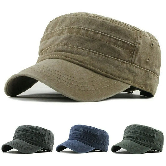 Vintage Military Style Cadet Cap – Unisex Adjustable Army Hat