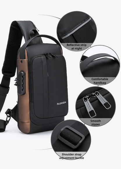 Men's Anti-Theft Chest Bag — USB Charging Crossbody Sling Pack