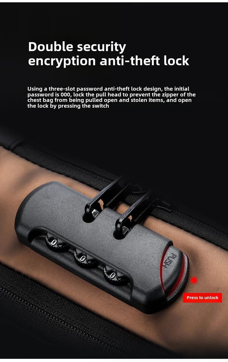 Men's Anti-Theft Chest Bag — USB Charging Crossbody Sling Pack