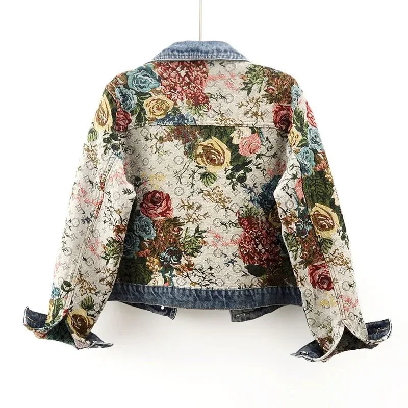 Printed Short Denim Jacket