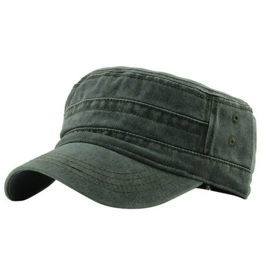 Vintage Military Style Cadet Cap – Unisex Adjustable Army Hat