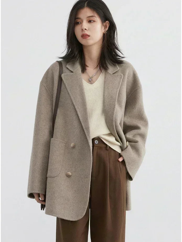 Woolen Double-Breasted Coat