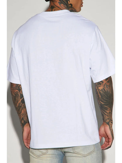 Men's Summer 100 Cotton Fashionable Casual Sports Loose Fit Plus Size Bull Pattern Printed Round Neck Short Sleeved T-Shirt Top