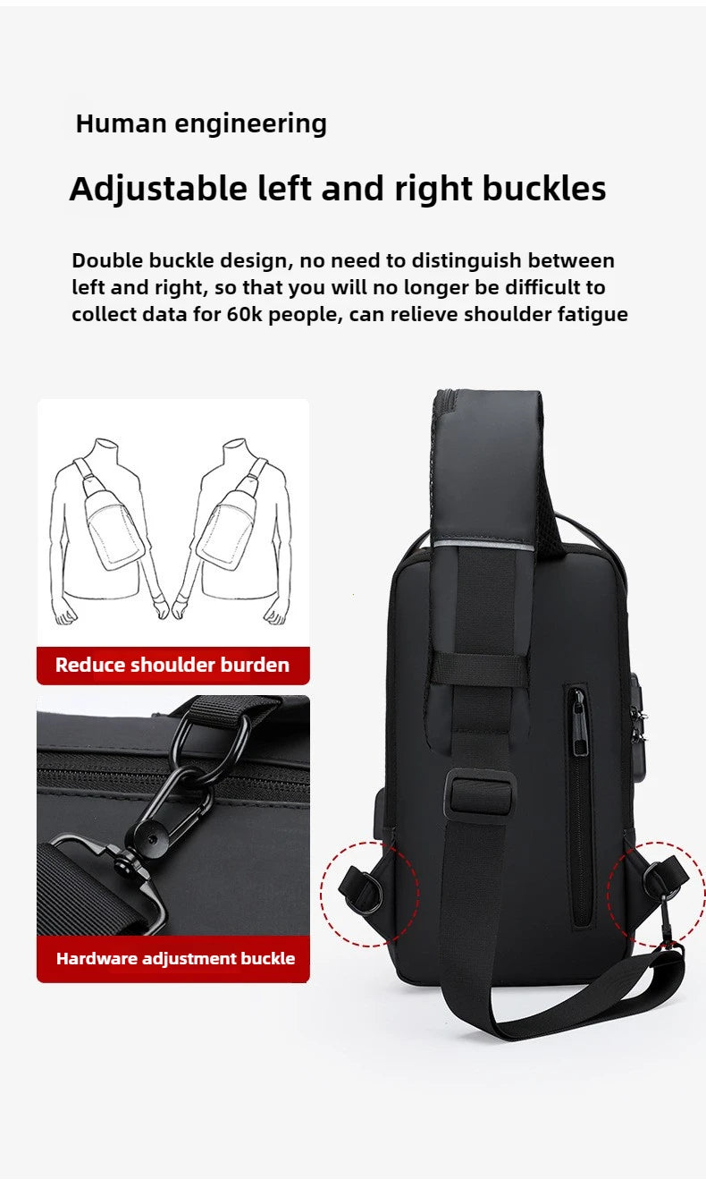 Men's Anti-Theft Chest Bag — USB Charging Crossbody Sling Pack