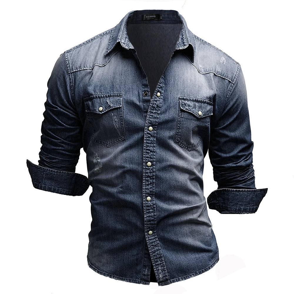 Shirts Men Tops Shirt Solid Turn Down Collar Full Sleeve Single Breasted Simple Slim Fit Button Casual Splice Regular Top