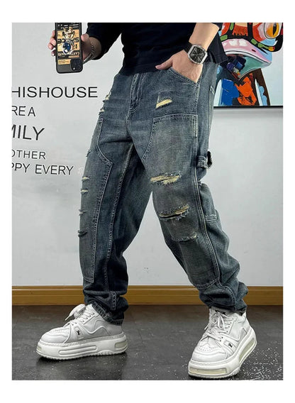 Ripped Patch Baggy Jeans