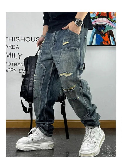 Ripped Patch Baggy Jeans