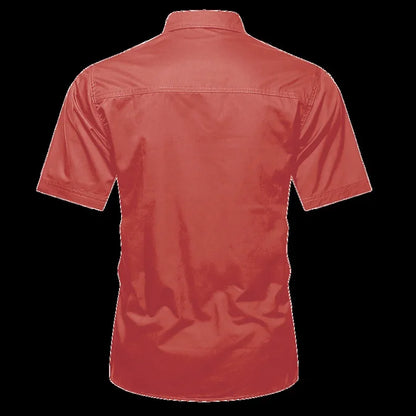 New Men's Work Shirt Casual Retro 100% Cotton Short Sleeve Flying Cargo Shirt Men's Summer Fishing Hunting Multi Pocket Shirt
