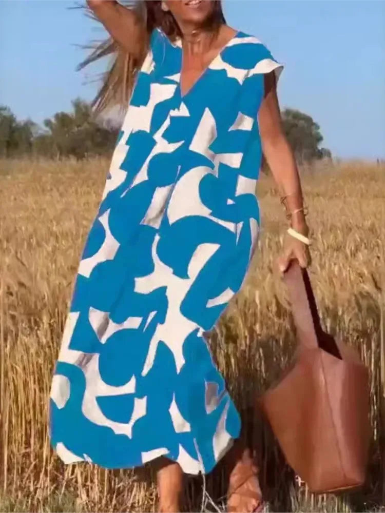 Levia™ | Feminine Flow V-Neck Dress