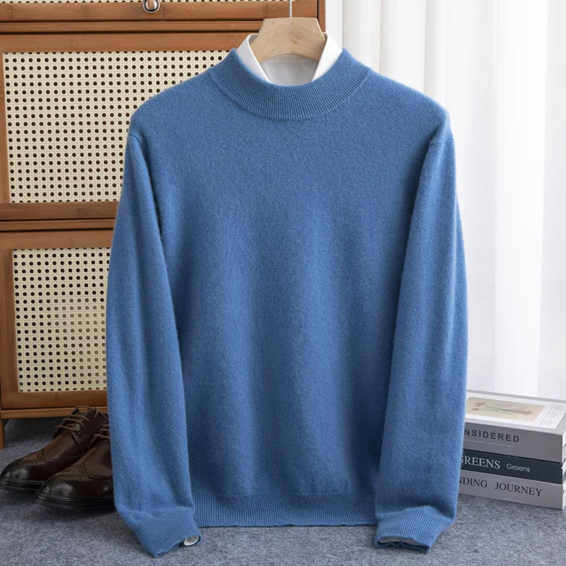 Wool Pullover Warm Half-High Collar Knit Sweater