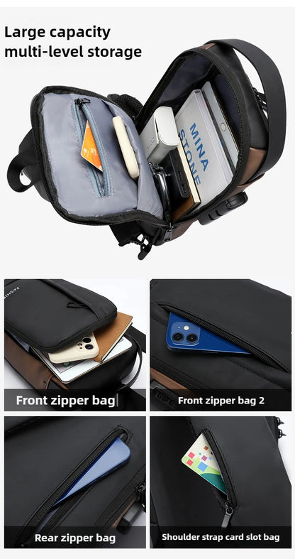 Men's Anti-Theft Chest Bag — USB Charging Crossbody Sling Pack