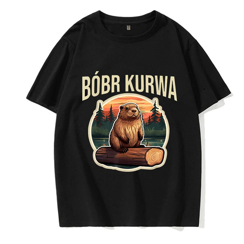 90s Cartoon Grunge Bobr Kurwa Funny T-Shirt