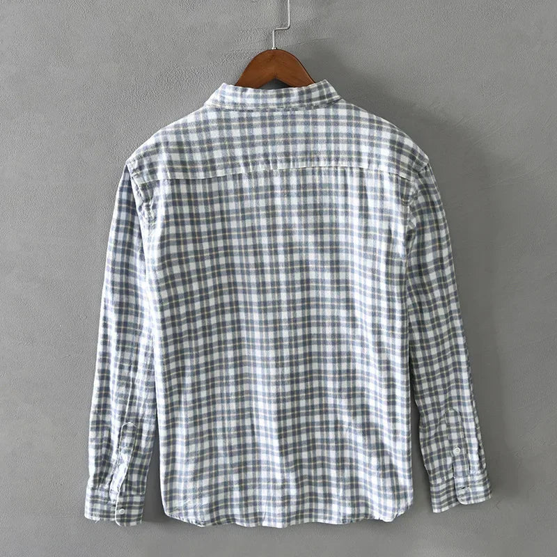 Classic Plaid Cotton Slim Fit Long Sleeve Shirt