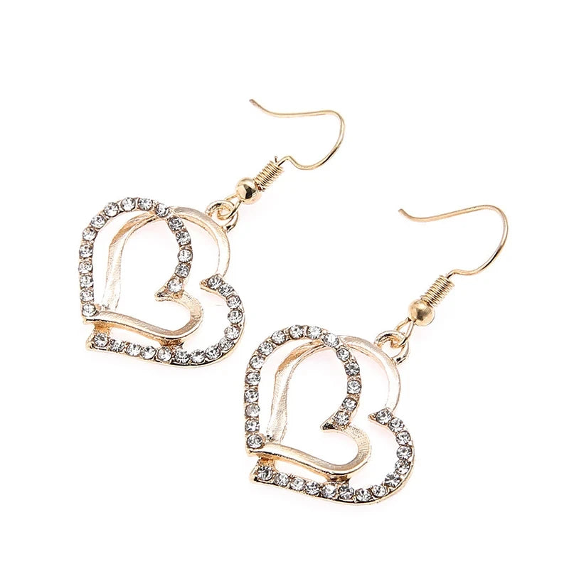 3 Pcs Heart Shaped Rhinestone Jewelry Set