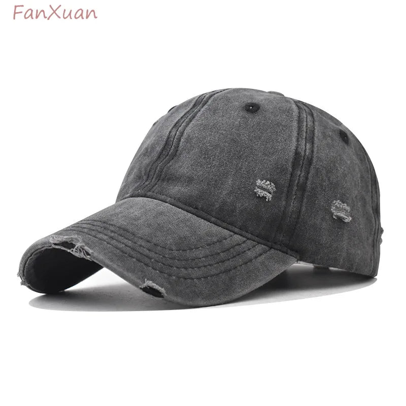 Distressed Baseball Cap – Vintage Washed Dad Hat for Men & Women