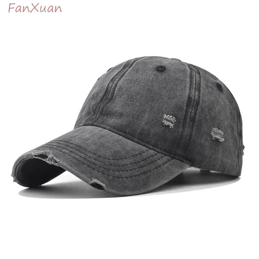 Distressed Baseball Cap – Vintage Washed Dad Hat for Men & Women