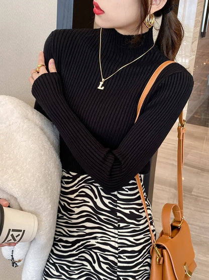 Elegant Solid Knit Turtleneck Sweater