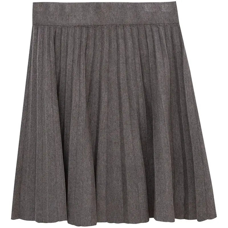 High Waist Pleated A-line Knitted Skirt