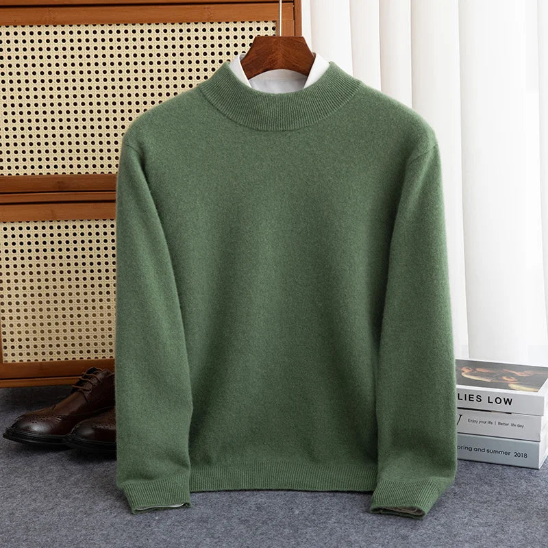 Wool Pullover Warm Half-High Collar Knit Sweater