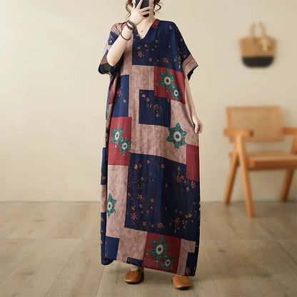 "Soleil Luxe – Elegante Harajuku Maxi Dress van Katoen & Linnen"