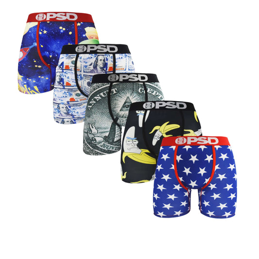 5-Pack Trendsetter Men's Boxer Briefs by PSD - Specifications and Size Chart