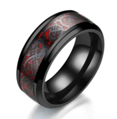 Dragon Ring Stainless Steel Carbon Fiber Wedding Band