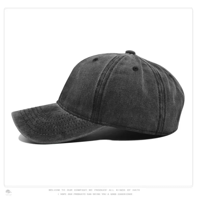 Vintage Washed Distressed Baseball Cap – 100% Cotton Plain Dad Hat