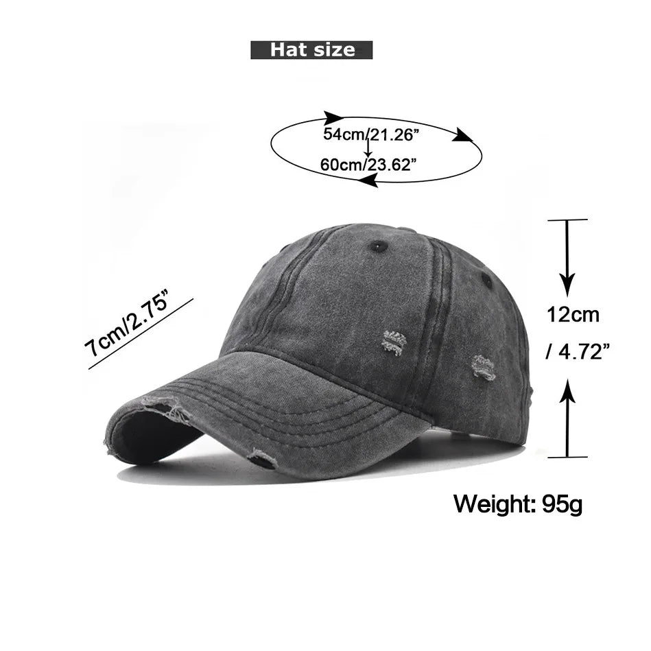 Distressed Baseball Cap – Vintage Washed Dad Hat for Men & Women