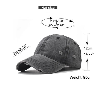 Distressed Baseball Cap – Vintage Washed Dad Hat for Men & Women