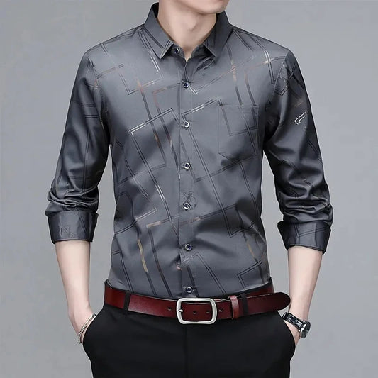 Men's Casual Long Sleeve Printed Shirt