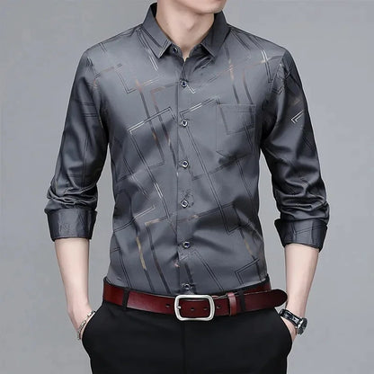 Men's Casual Long Sleeve Printed Shirt