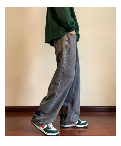 👖 BloomRush — Y2K Flower Printed Baggy Jeans