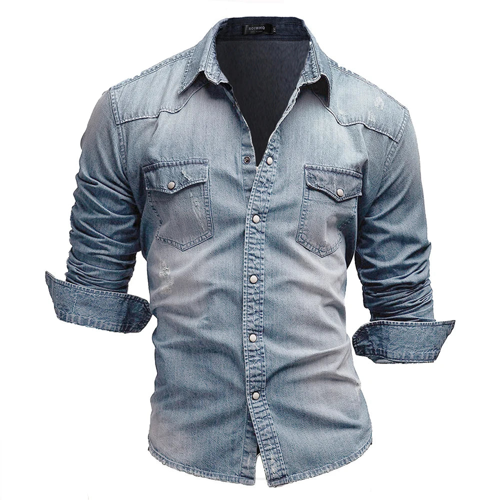 Shirts Men Tops Shirt Solid Turn Down Collar Full Sleeve Single Breasted Simple Slim Fit Button Casual Splice Regular Top