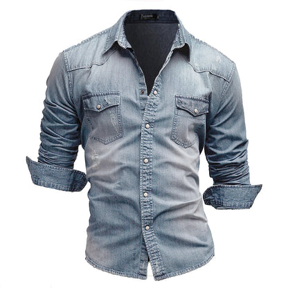 Shirts Men Tops Shirt Solid Turn Down Collar Full Sleeve Single Breasted Simple Slim Fit Button Casual Splice Regular Top