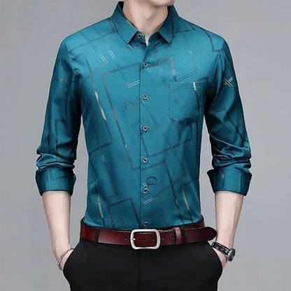 Men's Casual Long Sleeve Printed Shirt