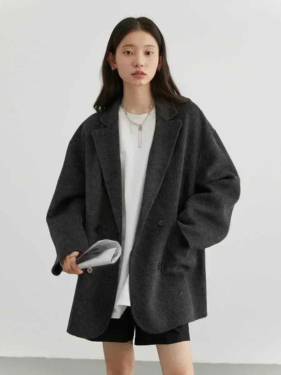 Woolen Double-Breasted Coat