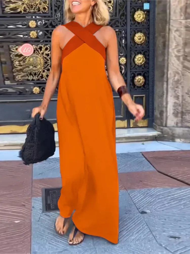Mira™ Cross-Halter Beach Maxi Dress