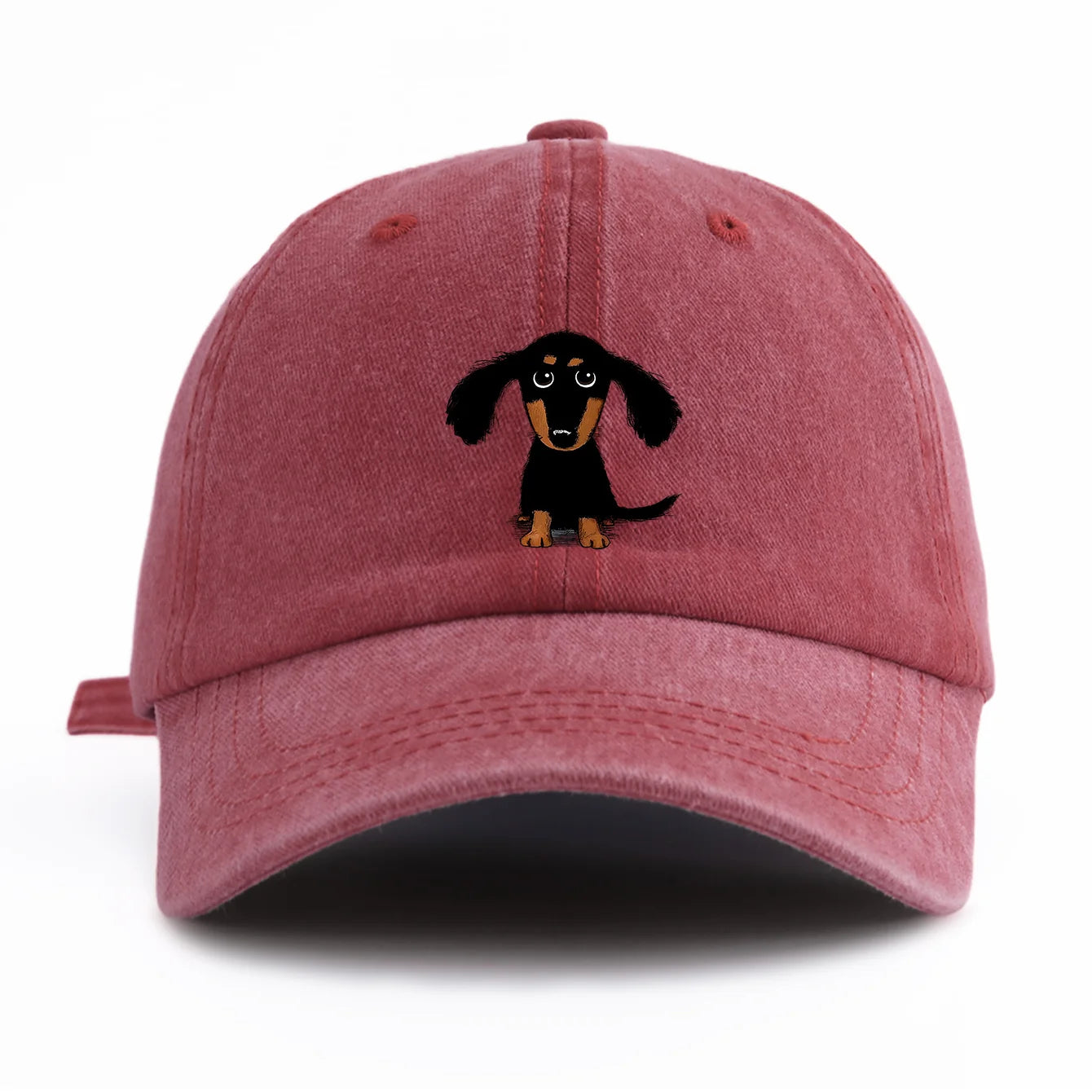 Dachshund Print Washed Baseball Cap – Retro Dad Hat