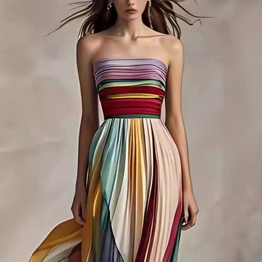 Festival Glow- Multicolor Maxi Dress for Festive Occasions