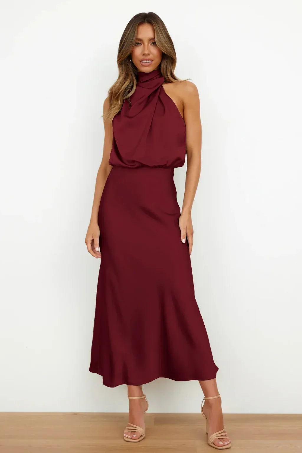 Callista™ | Glamorous satin halter dress