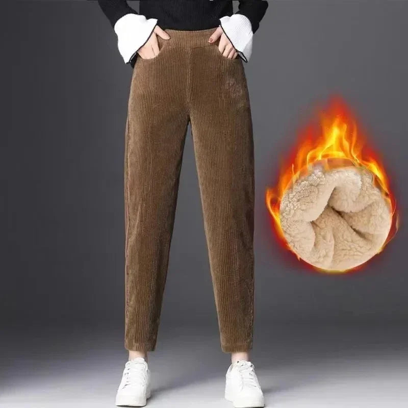 Women Corduroy Warm Pants