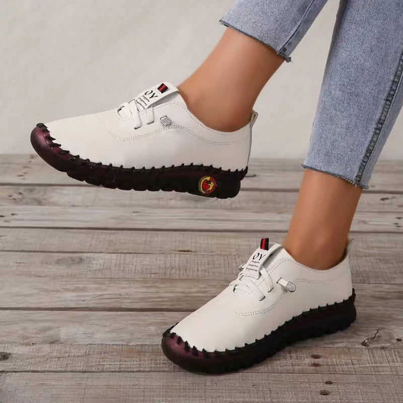 Comfortable Vulcanized PU Leather Casual Flat Shoes