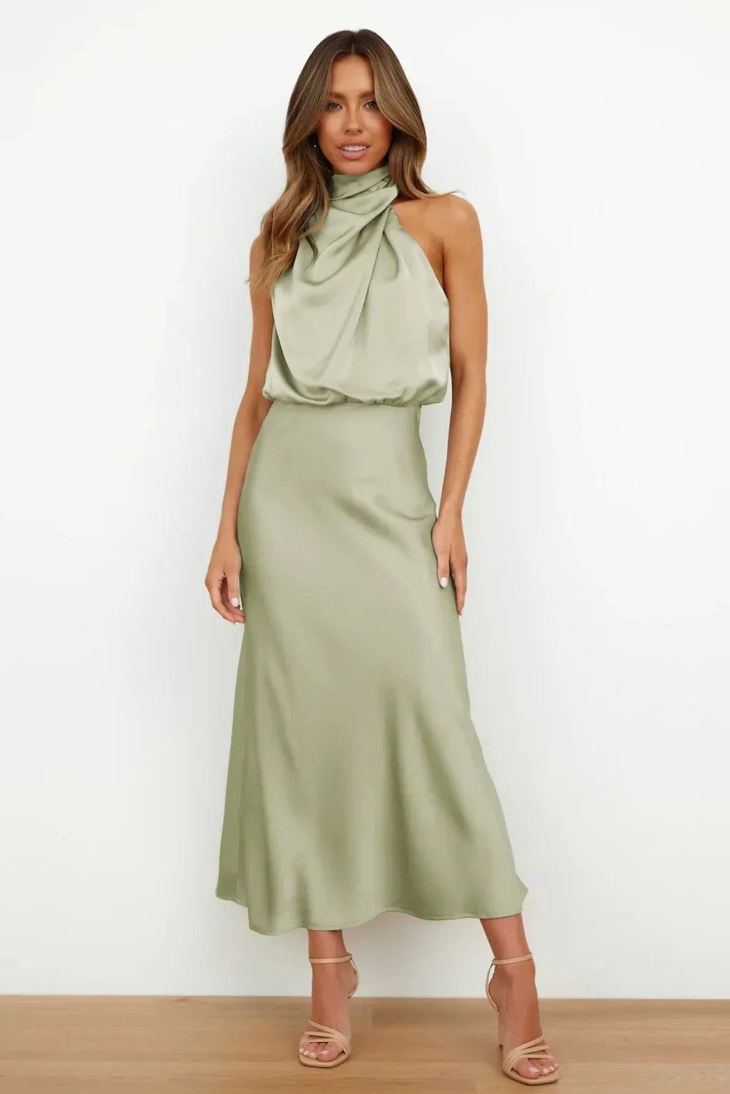 Callista™ | Glamorous satin halter dress