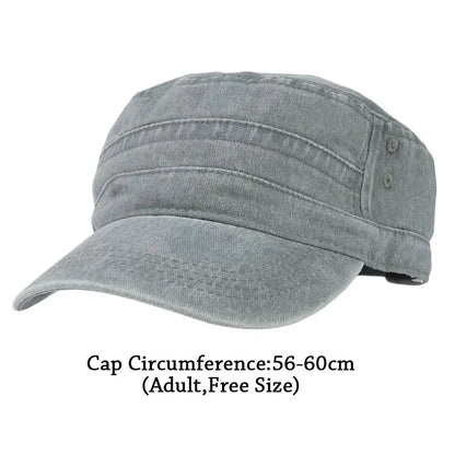 Vintage Military Style Cadet Cap – Unisex Adjustable Army Hat