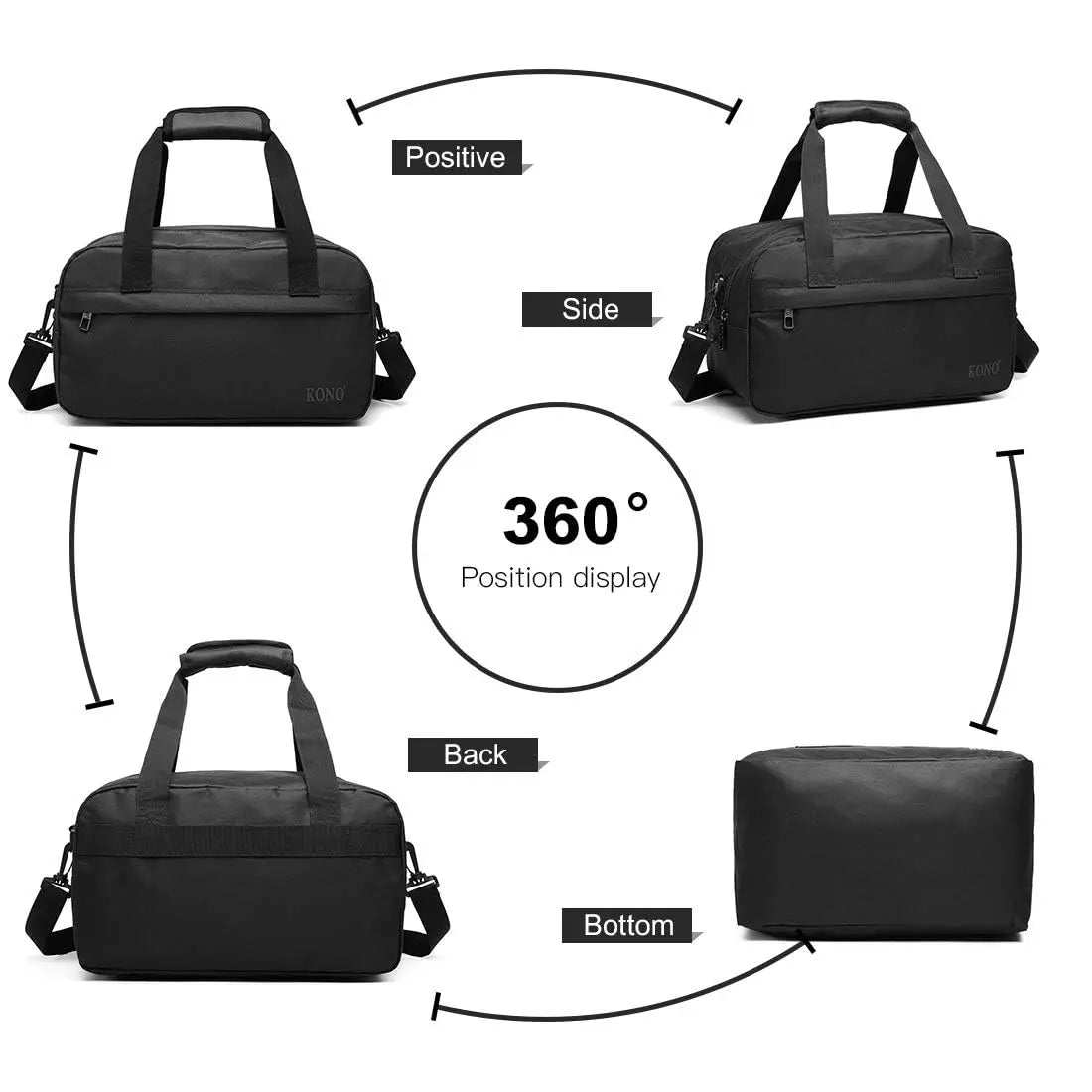 Kono 35x20x20 Cabin Bag Under Seat Ryanair Flight Carry On Bag Sports Travel Duffel Holdall Hand Luggage 14L Unisex