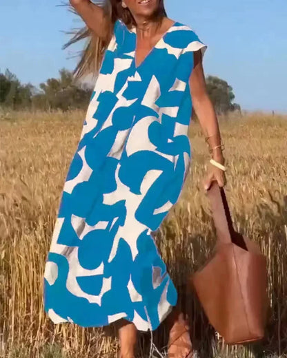 Levia™ | Feminine Flow V-Neck Dress