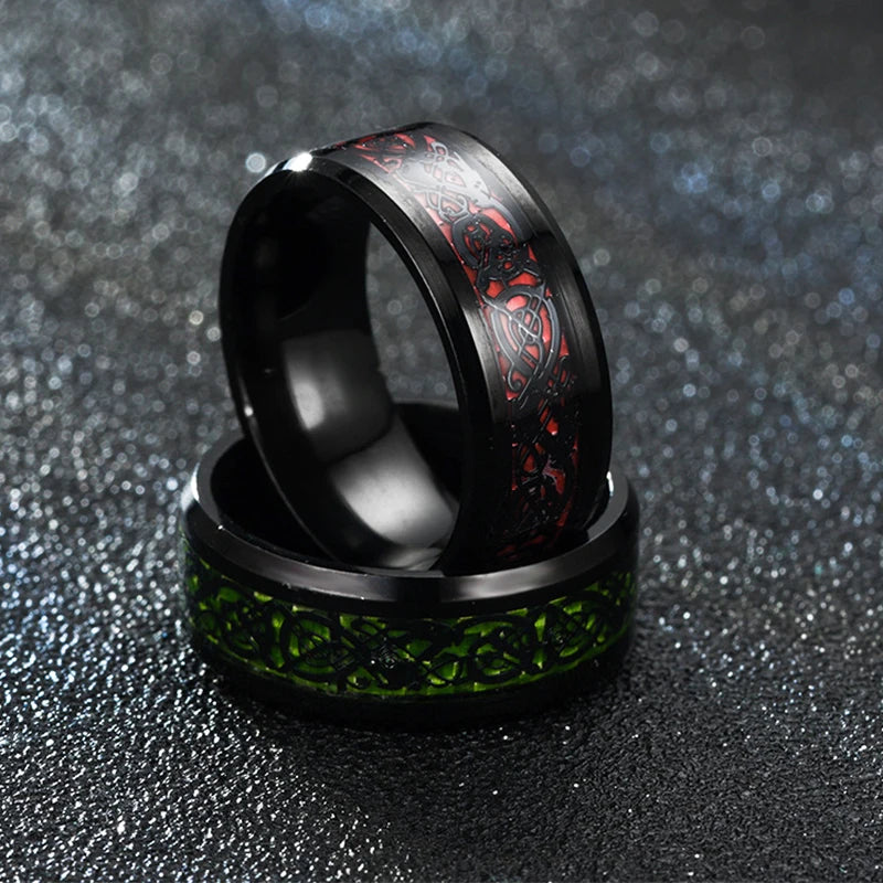 Dragon Ring Stainless Steel Carbon Fiber Wedding Band